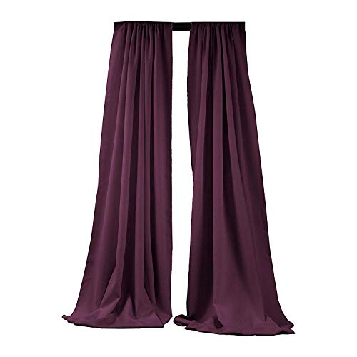 New Creations Fabric & Foam Inc, 5 Feet Wide by 10 Feet High Polyester Poplin Backdrop/Drape Curtain with 4" Rod Pocket on top, 1 Pair (Eggplant) - color: Eggplant