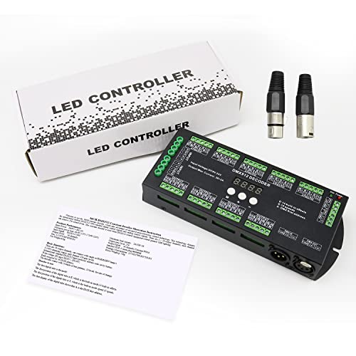 AMKI DMX 512 LED Decoder Controller 36CH Digital Display Decoder,LED Digital Display Decoder for RGBW LED Strip Light DC9-24V 2A/CH with 14 Built-in Effects(36 Channel with Display) - size: 36 Channel