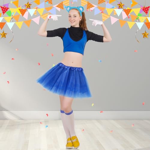 6 Sets Halloween Bear Costume Accessories Bear Ear Headband Colorful Tutu Skirt for Adult Women Cute Animal Costume Cosplay Party