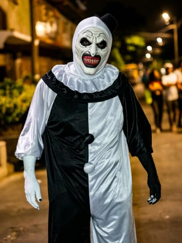 Art The Clown Mask Terrifier Full Head Latex Scary Killer Clown Mask Halloween Cosplay Costume For Adults - color: Clothwhite