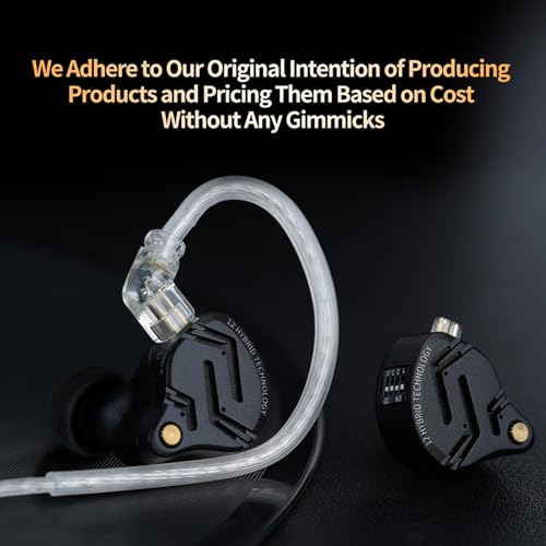 keephifi ZS12 Pro X in Ear Monitor, 1DD 5BA HiFi Wired Gaming Earbuds, ZS10 Pro X Upgraded Version IEM Earphones Earbuds with 2Pin-C Detachable Cable for Musicians, Audífonos Gamer, Audiphile