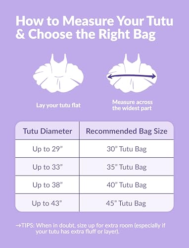 Tutu Bag – 30", 40" & 45" Sizes – Ballet Pancake Tutu Garment Bag with Pockets for Dance Competitions, Recitals & Travel (Lavender, 35-inch) - color: Lavender, size: 35-inch