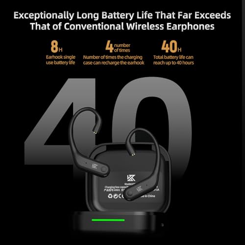 KZ AN01 True Bluetooth 5.4 Earhook, Wireless Adapter for in-Ear Monitor | 4 Mic AI ANC, 0.75/0.78mm 2Pin Connector with Charging Case, Supports Fingertip Controls & LDAC SBC