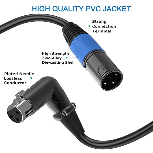 LanSenSu Right Angle XLR to Straight XLR Plug Cable, 90-Degree Female to Straight Male Balanced Cord 3-Pin to 3-Pin, (Right Angle -Female-4FT, 2Pack) - style: Right Angle -Female-4FT