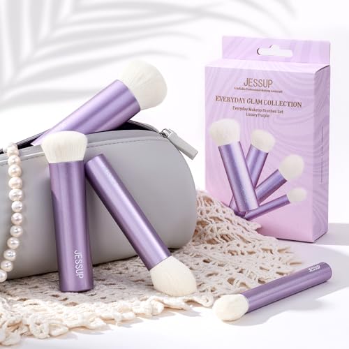 Jessup Face Makeup Brush Set, Kabuki Foundation Brush for Beginner T517 | Ultra-Soft, High-Density, Cruelty-Free, Contour, Blush, Setting Powder & Highlight Brush, Seamless Blending, Natural Finish - color: AA-Purple