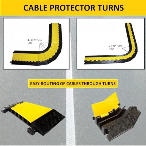Kable Kontrol Atlas Heavy Duty Cable Protector - 22.5° Degree Right Turn - 5 Channel - CP9988 Compatible - Black & Yellow - Speed Bump and Wire Protector Turn for Indoor & Outdoor Use - size: 5 Channel - Right Turn