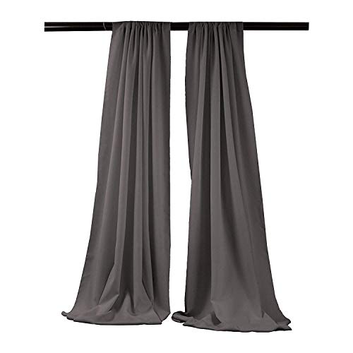 New Creations Fabric & Foam Inc, Polyester Poplin Backdrop Drape Curtain Panel 1 Pair (Charcoal, 2 Panels - 5 Ft Wide x 7 Ft High) - color: Charcoal, size: 2 Panels - 5 Ft Wide x 7 Ft High