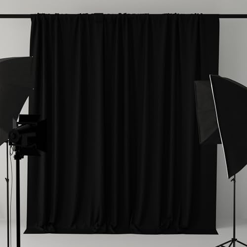 10x10FT Black Backdrop Curtains for Parties, 5x10FT 2 Panels - color: Black, size: 5x10FT(2 panels)