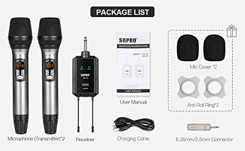 SGPRO SG-14 Dual Wireless Handheld Microphone Set with Compact Receiver - color: SG-14 | Dual Handheld Set