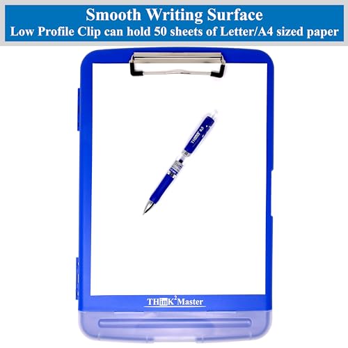 Think2Master Blue Plastic Storage Clipboard with Pencil Holder. | 25% Heavier & 25% Sturdier| Heavy Duty. Must Have for Nurses, Teachers & Classrooms. - style: Blue