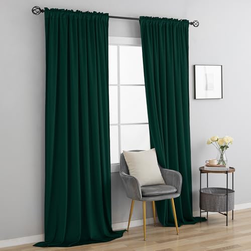 Yakamok Dark Green Room Darkening Velvet Curtains 96 Inch Living Room | Luxury soft velvet, 2 panels 40x96 inch, for bedroom study, window drapes rod pocket,light blocking,Thermal Insulated - color: Dark Green, size: 40"W x 96"L (Pack of 2)