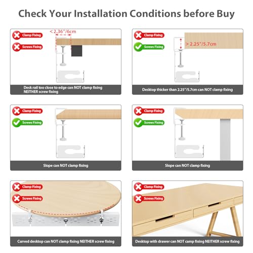 Univivi Under Desk Cable Management Tray, Cable Management, 48 inch, White | Durable Steel Material, Under Desk Cable Tray with No-Drill C-Clamp and Screw Mount, Wire Management for Office/Home - color: White, size: 48"