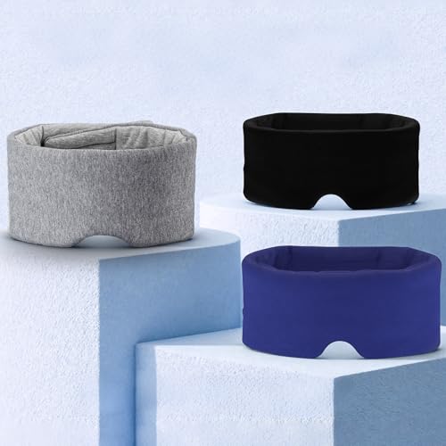 Cotton Sleep Eye Mask for Men and Women, 100% Blocking Light Sleeping Mask | Soft Zero Pressure Cooling Blackout Eye Masks for Sleep, Eye Covers for Sleeping fits All Heads Adjustable - color: Black
