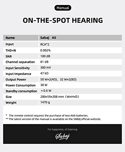 SABAJ A5 Dual Analog Input Power Amplifier, Retro Appearance ICEpower Module, RCA*2 Input