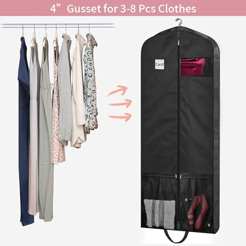Dress Bags for Gowns Long, 65" Dress Garment Bags for Hanging Clothes, Dress Bags for Closet Storage and Traveling, Foldable Dress Cover - size: 65 inches x 4 inches - 1 Pack