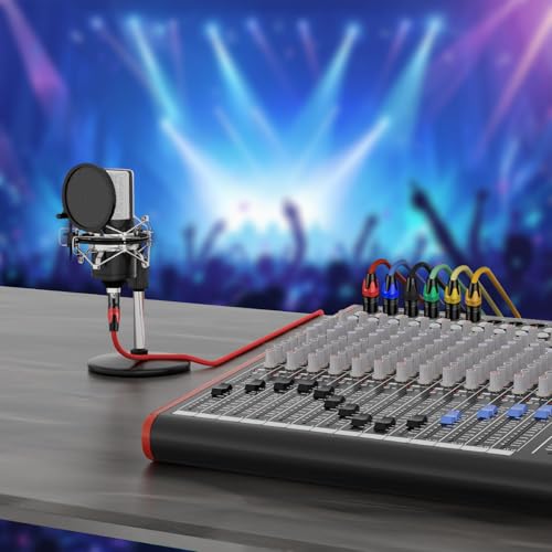 XLR Cables 50 FT 2 Pack, Premium Balanced Microphone Cable with 3-Pin XLR Male to Female Mic Speaker Cable, Professional Balanced Microphone Lead, Extension Mic Cable Cord (Blue, Red) - style: 2 PACK-50 FT