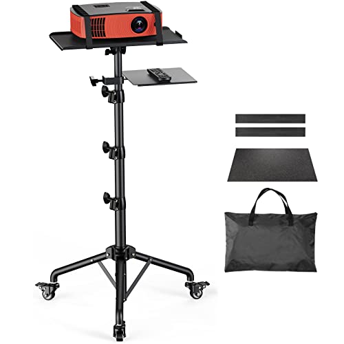 Amada Projector Stand with Wheels, Height Adjustable Rolling Stand with Mouse Tray, Bag Included - Ideal for Laptop, Projector, DJ, Sheet Music - AMPS05 - size: 25-51 inches