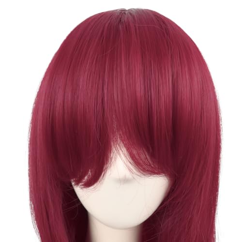 MapofBeauty 28 Inch Long Curly Hair Costume Cosplay Wig, Blood Red | 70 cm Wig, Women, Side Bangs, Fashion - color: Blood Red