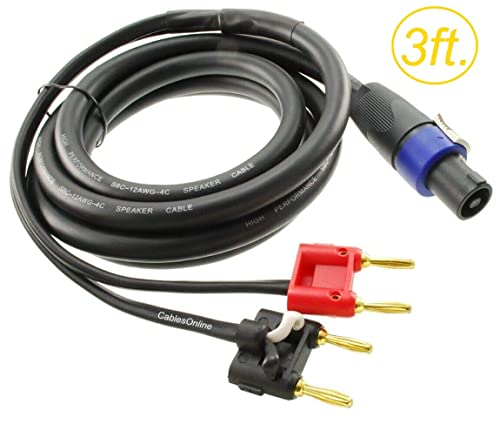 CablesOnline, 3ft 12AWG 4-Pole Neutrik SpeakOn to 2-Dual Banana Preminum Speaker Cable, XR-K9203