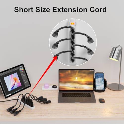 1 FT 5 Pack Indoor Extension Cord 16 Gauge, Short Power Cable | Black 1 FT 5 Pack 3 Prong Flexblie SJTW Cold Weatherproof -50°C Appliance Extension Cord 13 AMP 1625W 16AWG Electric Cable - size: 1FT-5pc