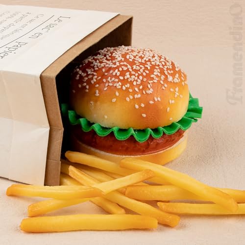 Framendino, 13 Pack Artificial Hamburger Fake French Fries Faux Burger Realistic Food Model Lifelike Props for Display Photography