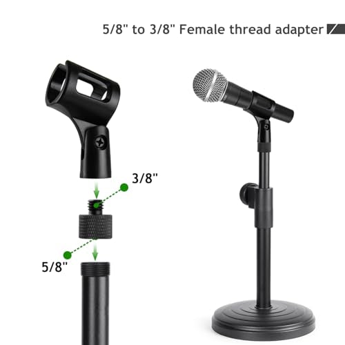 Mic Stand Adapter 5/8 Female to 3/8 Male & 3/8 to 5/8 Male | Screw Adapter Thread, Microphone Stand Mount to Camera Tripod, 2 Pack - size: 3/8 Kit
