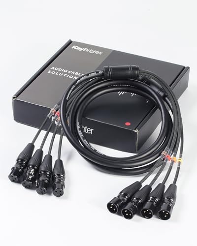 4-Channel XLR Snake Cable, 99.99% OFC Professional Snake Cables 6.6ft, Neutrik-Rean Gold Connectors, Nylon Braided Male to Female Microphone XLR Patch Cables Snake for Recording - size: 6.6ft