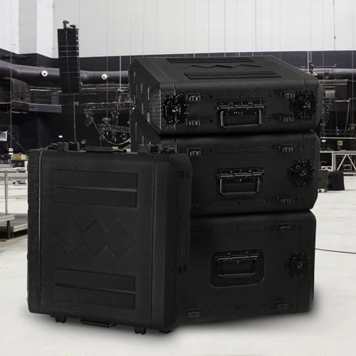 2U Rack Case Shallow 17" Depth, 19" Rackmount Flight Cases Easy Installation Portable Carry Watertight Dust Proof 2 Space Shockproof Mount Racks with Microphone Compartments Space Saving - size: 2U Rack Case 17" Deep