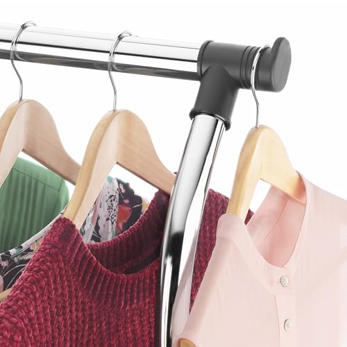 Whitmor Double Rods Clothes Rack, Rolling Clothing Rack for Hanging Clothes, Portable Wardrobe Rack, Adjustable Garment Rack with Wheels, Black & Silver - color: 35 x 22 x 68 inch - Black & Silver