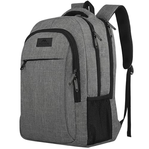 MATEIN Travel Laptop Backpack, 15.6 Inch College School Computer Bag, Grey | Slim Sturdy Business Daypack, Anti Theft Bookbag, Water Resistant, Gift for Men & Women, Personal Item Bag, Mochilas - color: Austere Grey, size: 15.6 Inch
