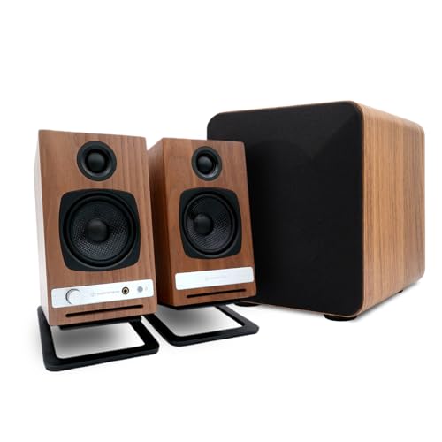 Audioengine S6 Mini Subwoofer – Compact 210W Powered Bass Speaker | for Music, Movies, Gaming & Home Office Setups - Walnut - color: Walnut, size: Matte