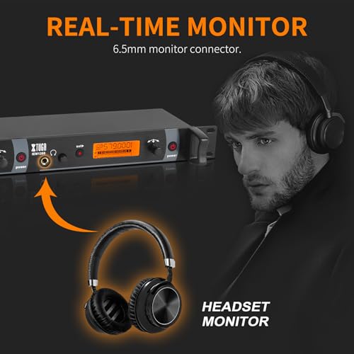 XTUGA IEM1200 UHF Wireless in-Ear Monitor System 6-Bodypack Receivers, Metal Wireless IEM System, 2x40 Adjustable Frequencies,300Ft Operation, Suitable for Band, Live Performance, Church Workship - size: 6 Bodypacks