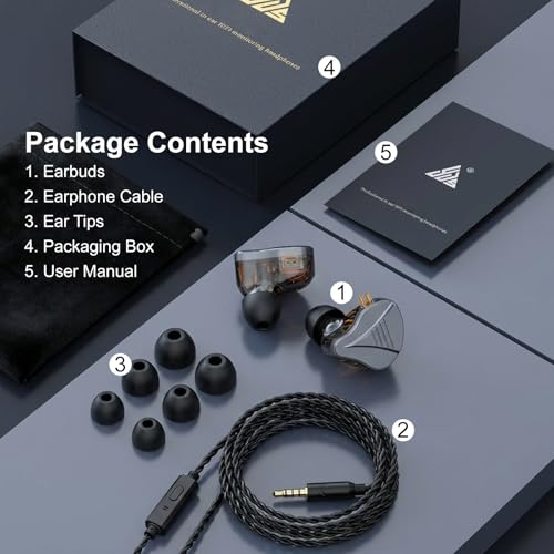 In Ear Monitor Headphones Dual Magnetic Dynamic Driver IEM with Mic, Black | Hybrid Banlance Armature with Dynamic in Ear Headphones IEM Earphones Gaming Earbuds - color: YJS-819-Black with Mic