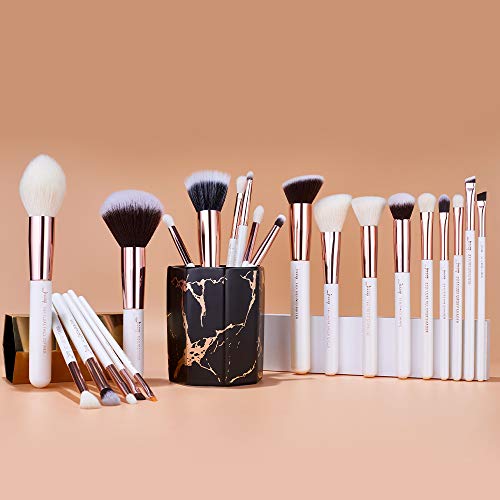 Jessup Brand 25pcs Professional Makeup Brush set Beauty Cosmetic Foundation Power Blushes eyelashes Lipstick Natural-Synthetic Hair Brushes set (Pearl White/Rose Gold) - color: Pearl White/Rose Gold