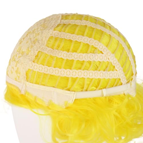 Yellow Wig Short Curly Hairstyles Vibrant Lemon Retro 1920s Wigs For Women - color: Yellow