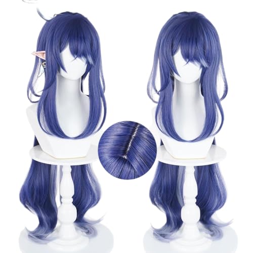 Blue Purple Cosplay Wig Heat Resistan Synthetic Fiber Long Straight Hair for Adult Women Halloween Cos Anime Party Replacement Wigs - color: Blue Purple