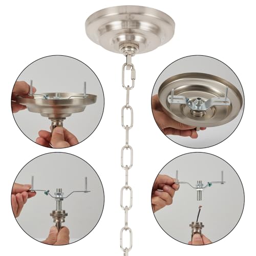 Heavy Duty Light Fixture Canopy Kit 5.3 Inches Diameter & 5.9 Feet Chain Ceiling Mounting Hardware for Pendant Light, Chandelier or Swag Light Fixtures, Brushed Nickel - color: Brushed Nickel