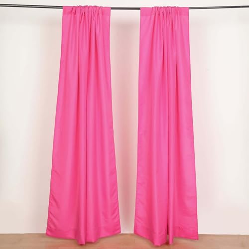 Efavormart 2 Pack | Fuchsia Polyester Drapery Panels with Rod Pockets, Photography Backdrop Curtains, 5ftx8ft - 130 GSM - color: Fushia