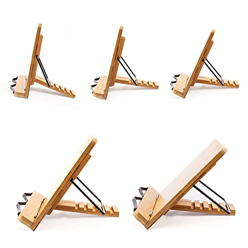 (15.4 x 11 Inch) Large Book Stand for Reading Hands Free,Recipe Book Holder | Cookbook Holder for Kitchen Counter,Textbook Stands for Heavy Thick Books,Bamboo Holders for Bible,Tablet,Law School,Drawing - size: 15.4 x 11 Inches
