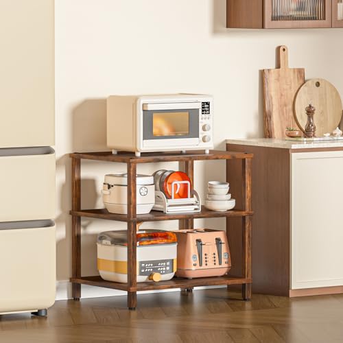 LELELINKY 3-Tier AV Media Player Stand, Brown Stereo Cabinet, Modern Stereo Cabine,Game Console Shelf,Wooden TV Stand,Multifunctional Entertainment Center, Suitable for Home, Conference Room - color: Brown, size: 3 Tier