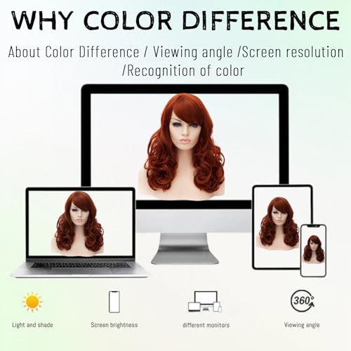 Cying Lin 18" Long Curly Red Brown Beehive Wig Heat Resistance Fiber Synthetic Hair Party Natrual Wigs Peluca (RED BROWN) - color: RED BROWN