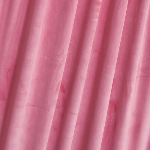 Roslynwood Luxury Soft Candy Pink Velvet Curtains 84 inches Long Back Tab Thermal Insulated Blackout Window Drapes for Living Room/Bedroom/Dining Room, W52 x L84, 2 Panels - color: Candy Pink, size: 52"W x 84"L (Pack of 2)