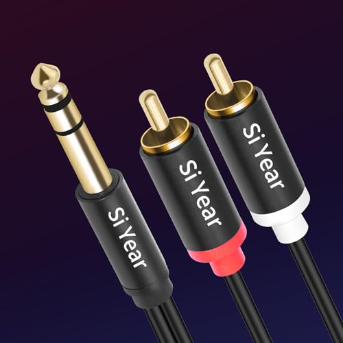 1/4 to Dual RCA Y Splitter Cable,6.35mm Stereo Jack to RCA Male Audio Cable Quarter inch TRS to Dual RCA Insert Cable (1.5M/5FT) - color: 6.35-2RCA-1.5M