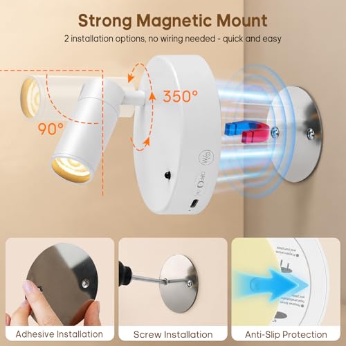 Spotlights Indoor with Remote, 5500Mah Rechargeable Picture Lights on Wall - color: White-5500mAh