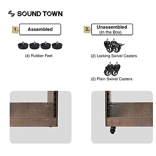 Sound Town DIY Solid Baltic Birch Plywood Slanted 12U Studio Rack, Golden Oak, Rubber Feet, Casters (SDRK-12T) - size: 12U,Golden Oak
