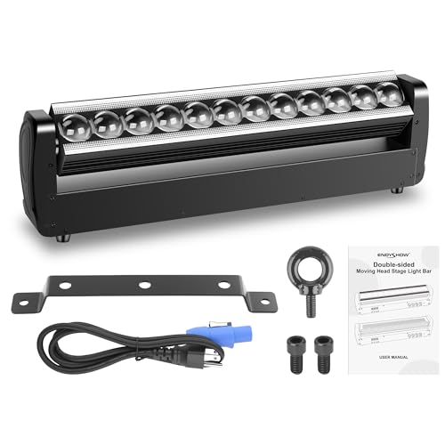 Moving Head DJ Light Bar,250W 4IN1 RGBW Wash&Strobe Light Bar 360° Double-Sided Moving Head Stage Lights with DMX512/Sound/RDM Professional DJ Uplights for Party Wedding Band Gig Disco 1Pack