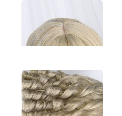 Pearl Women Beige Gold Lolita Vintage Roman Roll Wig Nature Sweet Cute Periwig Synthetic Fiber Curls Hair Anime Cosplay Princess
