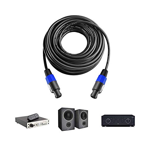 2Pcs 50ft Pro Speakon to Speakon Cable 7mm Twist Lock Audio Speaker Wire - size: 50ft