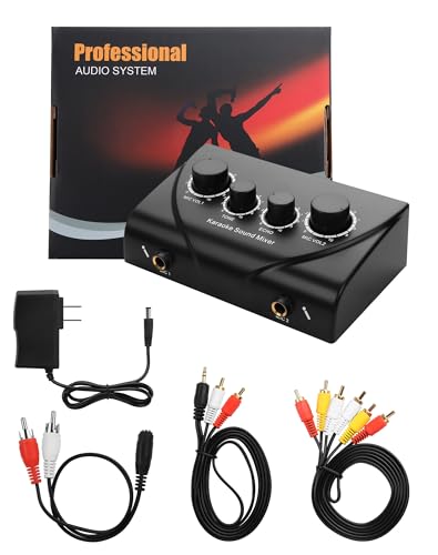 CERRXIAN Karaoke Sound Mixer, Dual MIC Input with Echo Control Compatible with TV, Computer, Smartphone & Tablet for Home Karaoke Parties