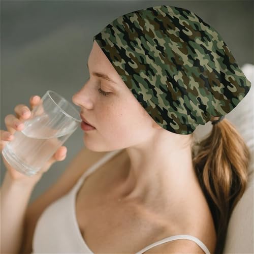 Art Owl Women's Slouchy Beanie Hat Cute Turban Hats Cancer Headwear Caps Baggy Skull Sleep Scarf - color: Camouflage Print